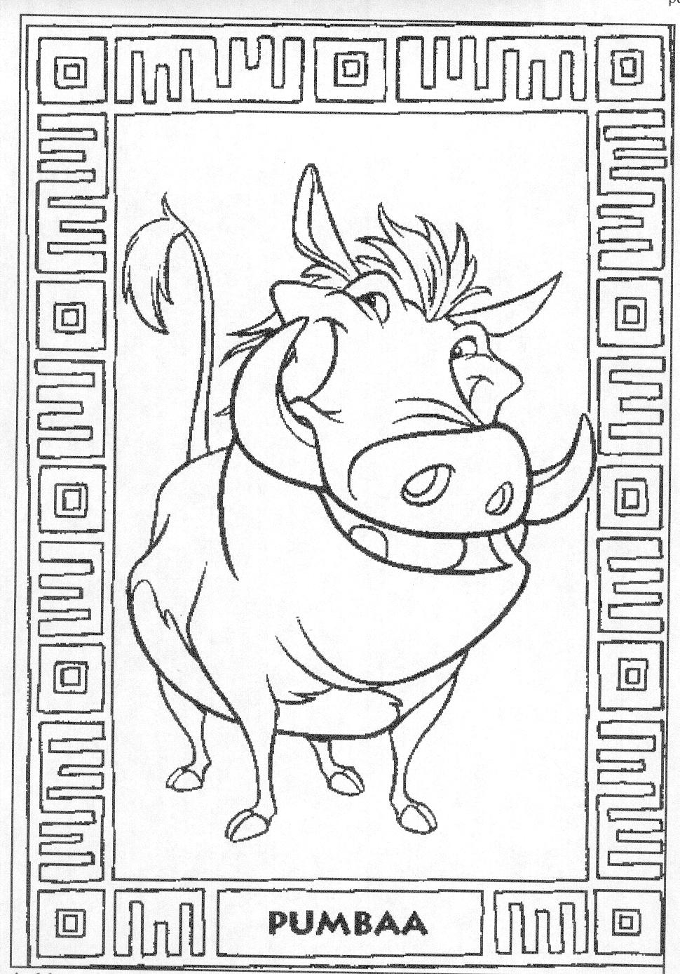 Scène de coloriage du roi lion avec Simba et ses amis dans la savane