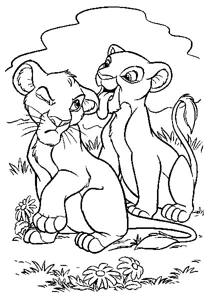 Simba et Nala se reposent sous un arbre dans la savane