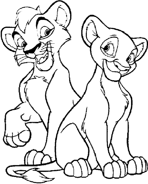Simba et Nala jouant dans la savane