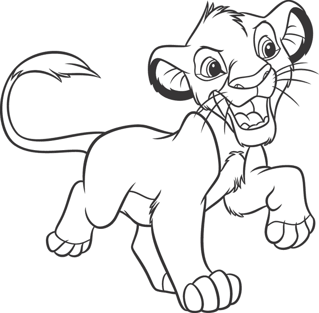 Scène de coloriage avec Simba et Pumbaa dans la savane