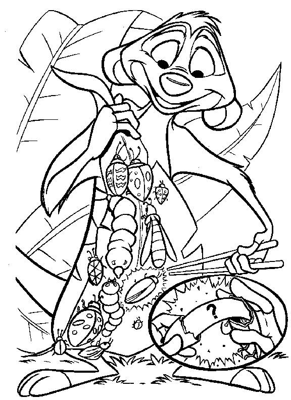 Coloriage du roi lion avec Simba dans son environnement naturel