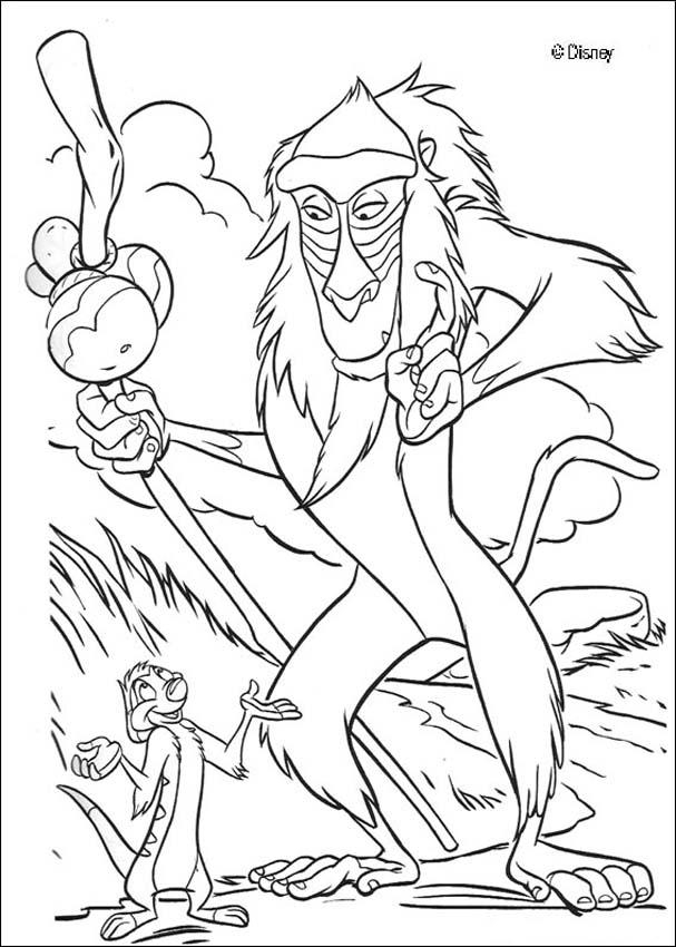Coloriage du roi lion avec Simba et ses amis dans la savane