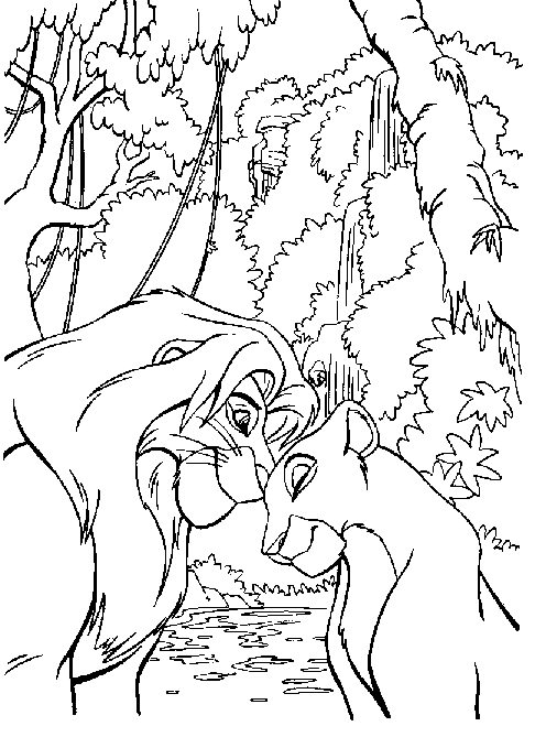 Simba et Nala s'amusent dans la savane