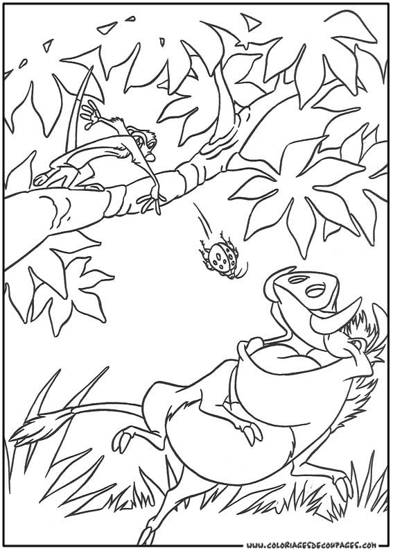 Coloriage du Roi Lion avec Simba et Nala dans la savane