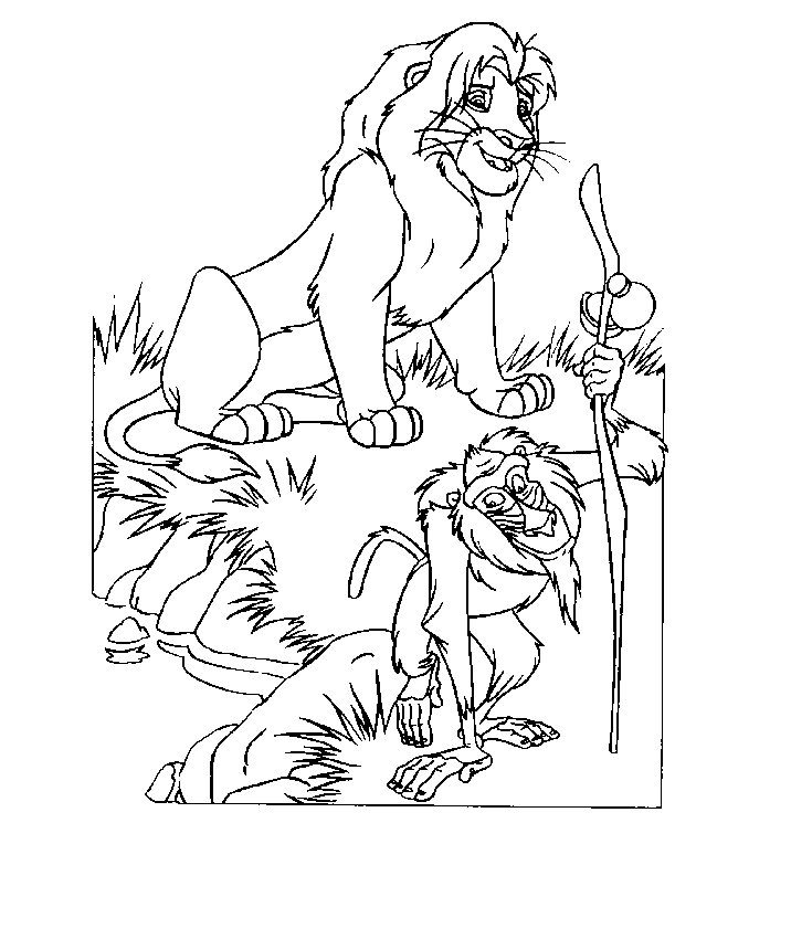 Scène emblématique du Roi Lion avec Simba et ses amis dans la savane