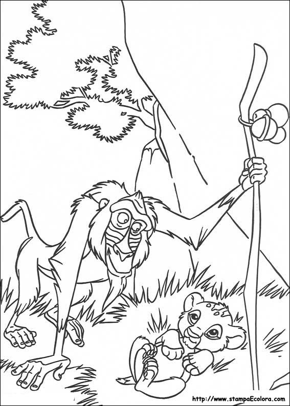 Coloriage du roi lion avec Simba et ses amis dans la savane