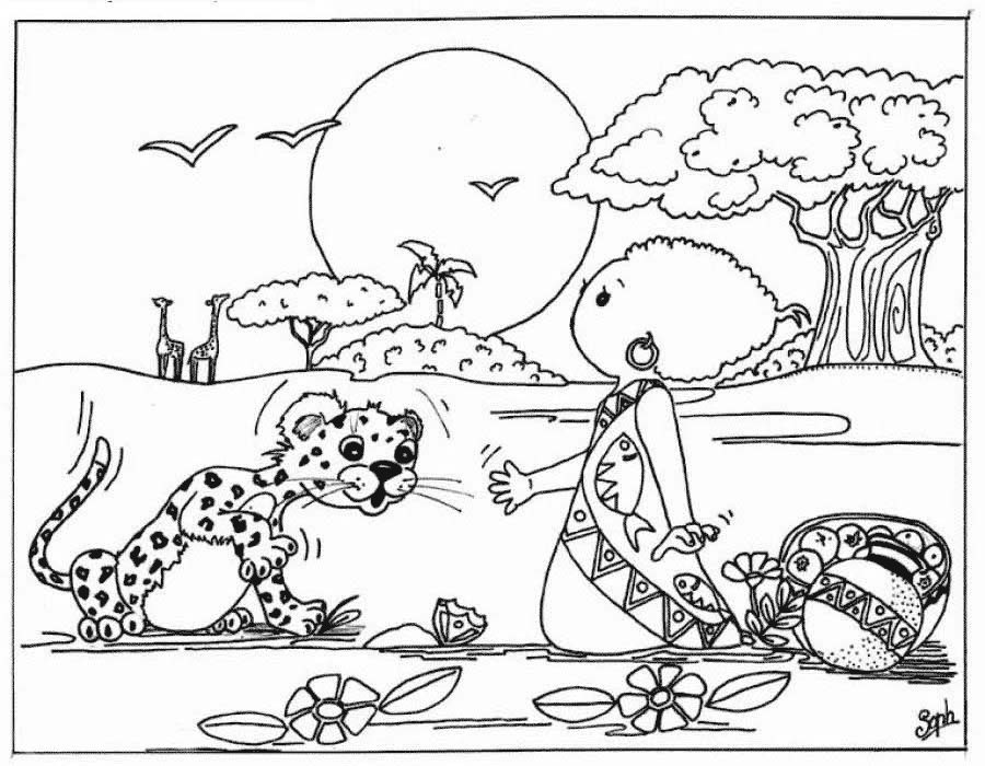 Coloriage d'un léopard majestueux dans son habitat naturel