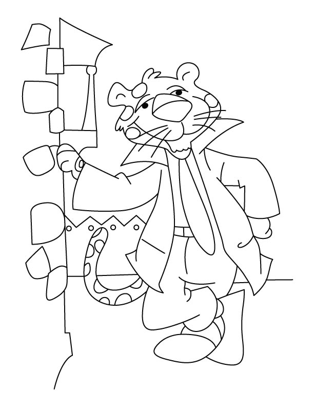 Coloriage d'un léopard majestueux dans un décor naturel
