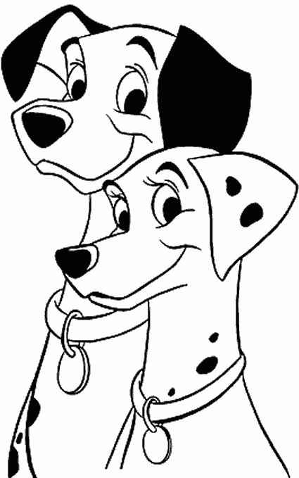 Les 101 Dalmatiens jouant dans un jardin