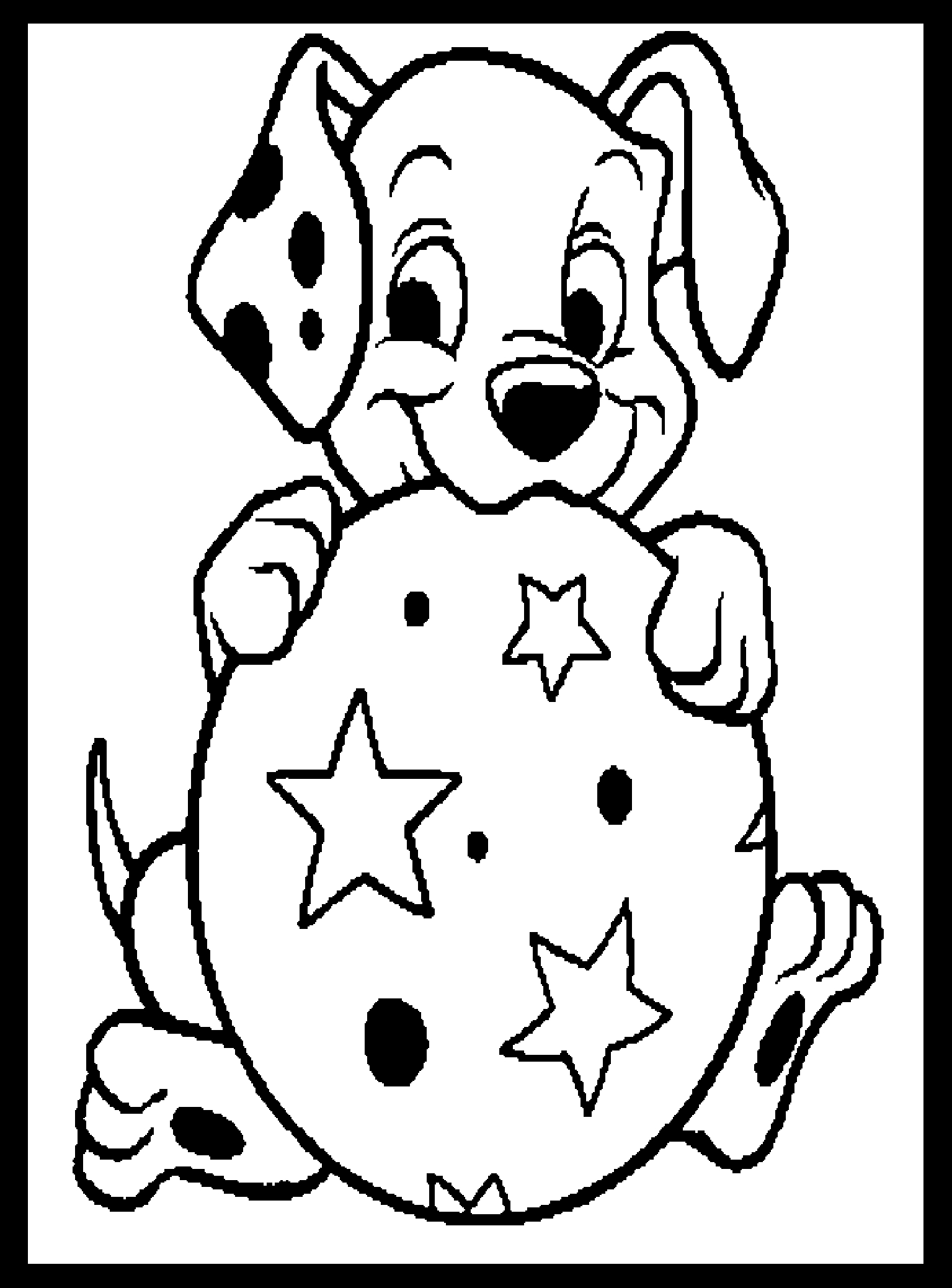 Les 101 Dalmatiens jouant ensemble dans un jardin