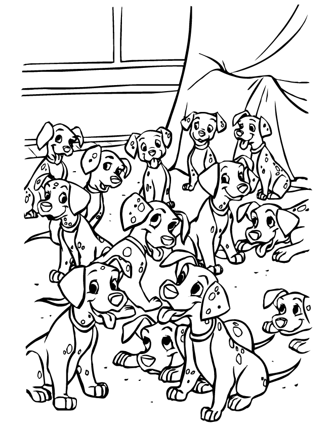 Les 101 Dalmatiens jouant dans un parc verdoyant