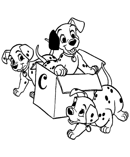 Coloriage des 101 Dalmatiens : les chiots en pleine aventure