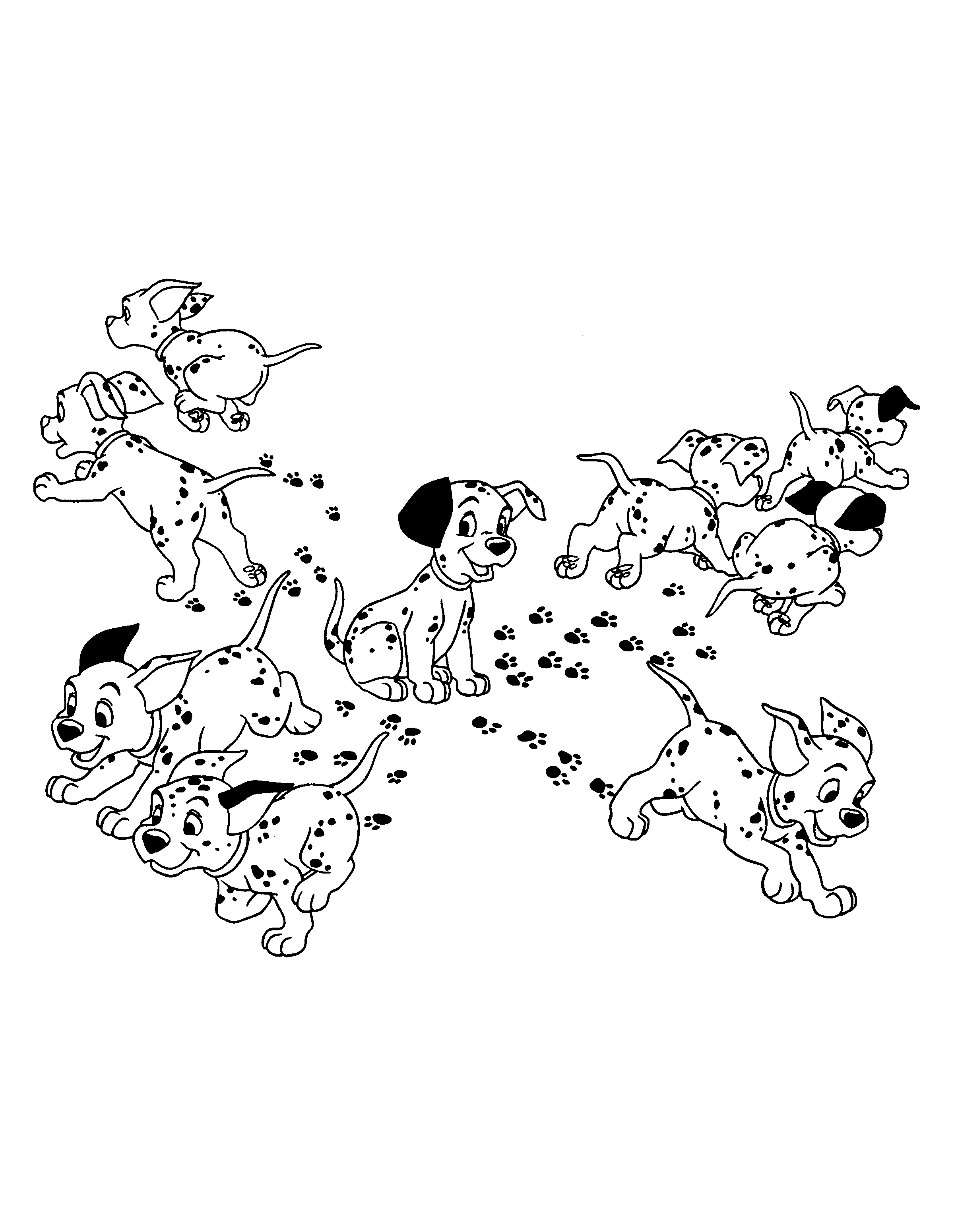 Les 101 Dalmatiens jouant dans un parc