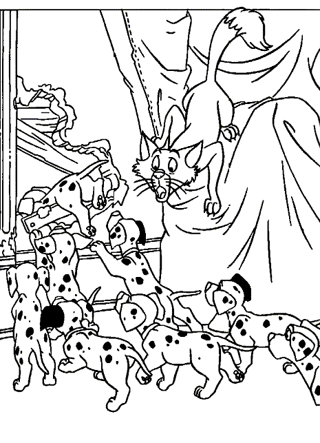 Les 101 Dalmatiens en pleine aventure dans un décor extérieur