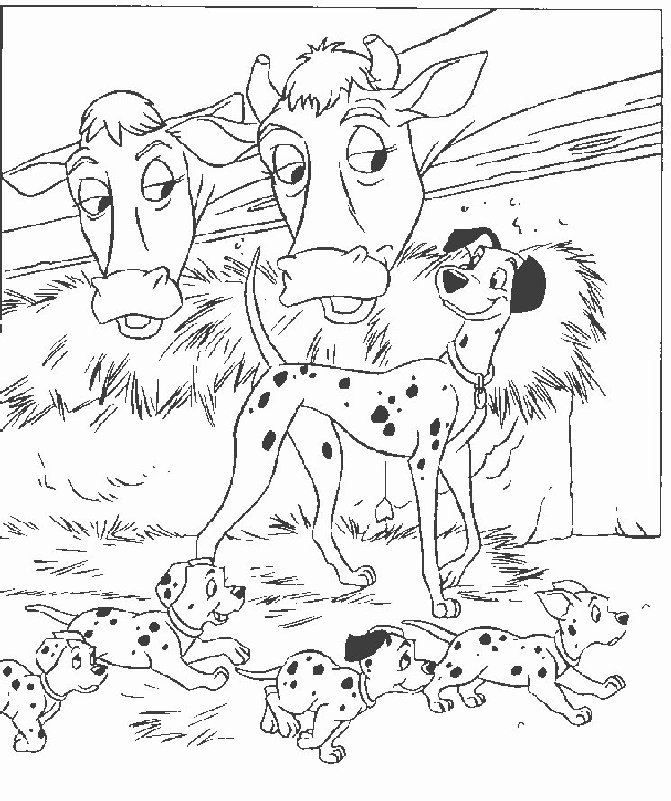 Les 101 Dalmatiens s'amusent dans un décor extérieur