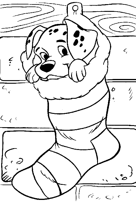 Coloriage des 101 Dalmatiens avec des chiots jouant dans un jardin