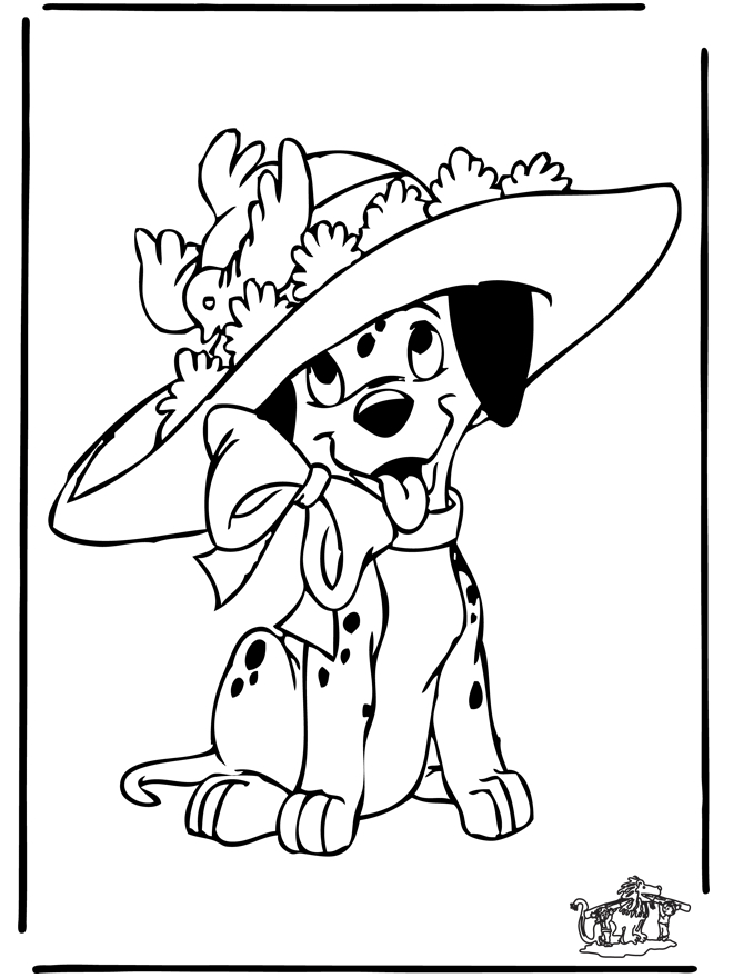 Coloriage des 101 Dalmatiens avec les chiots en pleine aventure