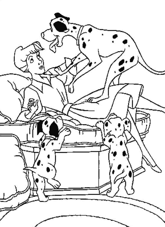 Les 101 Dalmatiens se reposent dans un jardin ensoleillé