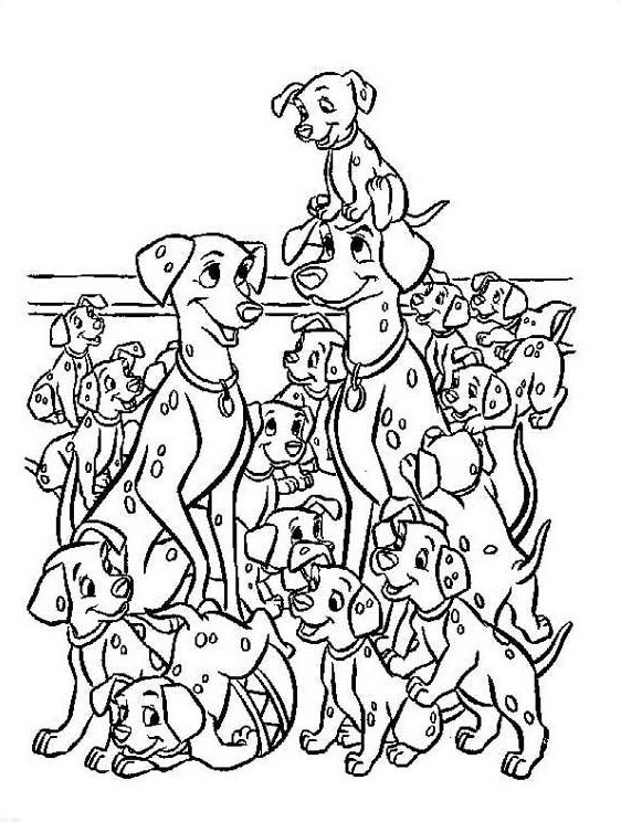 Les personnages des 101 Dalmatiens s'amusent dans un décor amusant