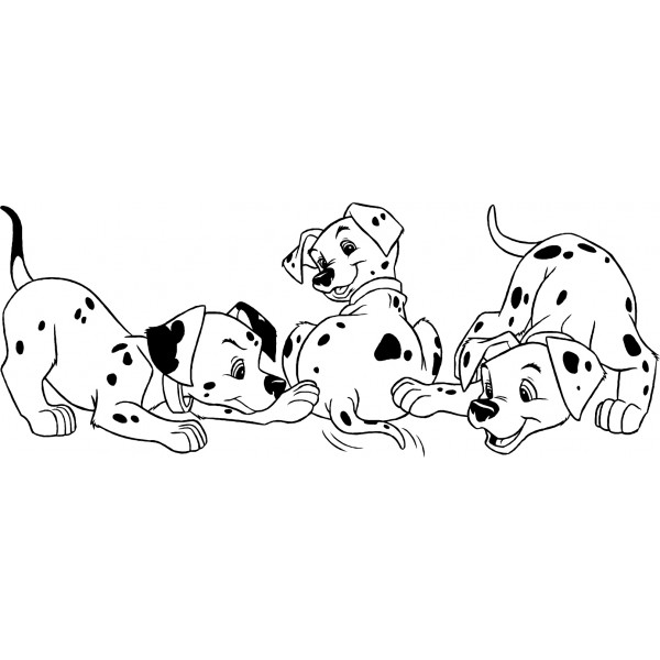 Coloriage des 101 Dalmatiens avec Pongo et Perdita dans un parc