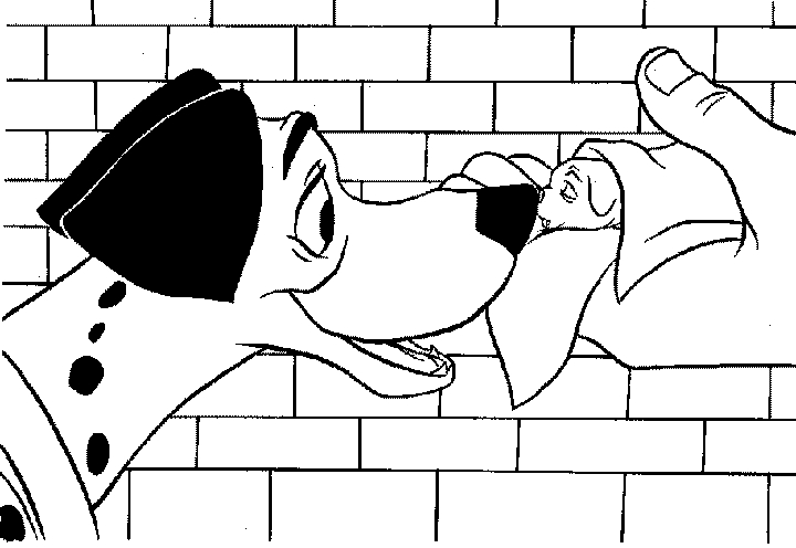 Coloriage des 101 Dalmatiens : Pongo et Perdita dans leur jardin