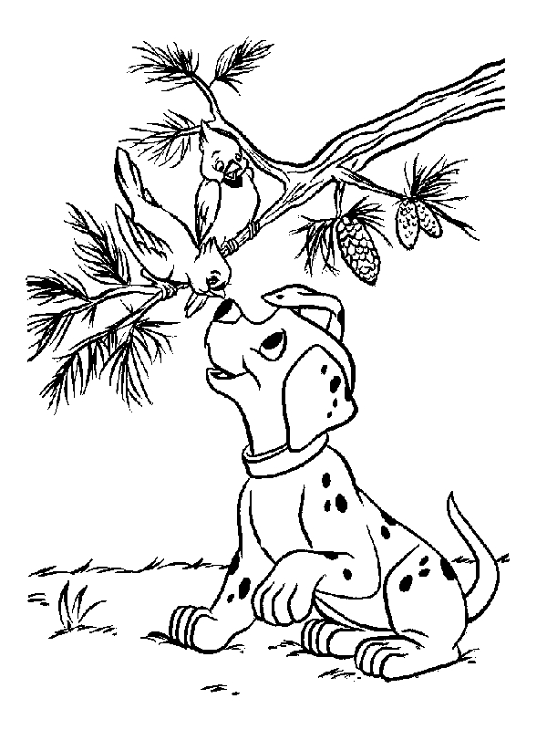 Les 101 Dalmatiens jouant dans un jardin ensoleillé
