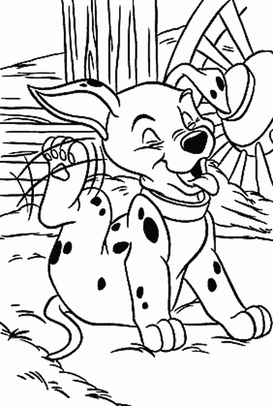 Coloriage des 101 Dalmatiens : Pongo et Perdita en pleine balade