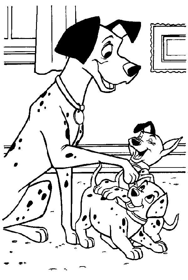 Les 101 Dalmatiens jouant dans un parc verdoyant