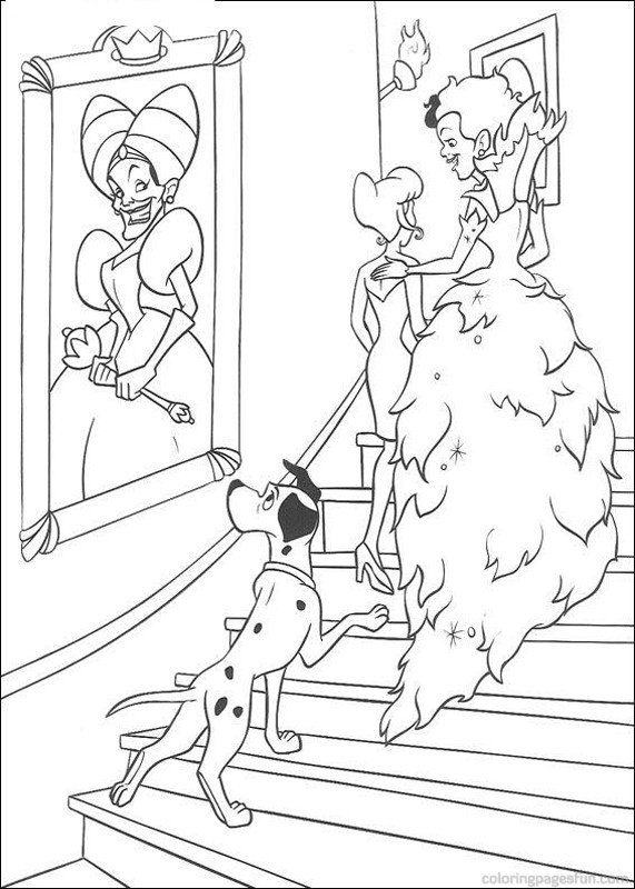 Coloriage des 101 Dalmatiens avec des chiots joueurs dans un parc