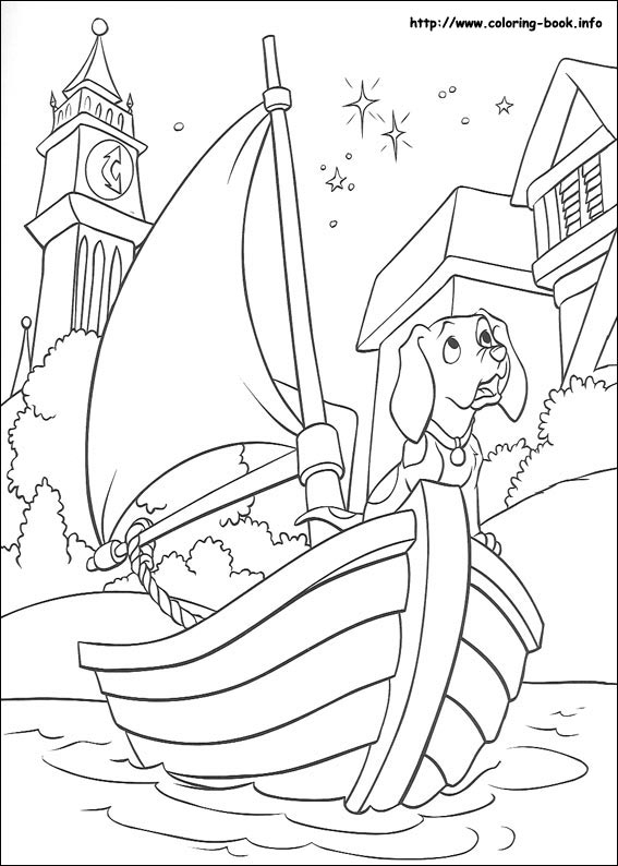 Coloriage des 101 Dalmatiens avec des chiots joyeux dans un parc