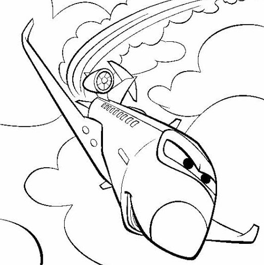 Coloriage d'un avion en plein vol dans un ciel dégagé