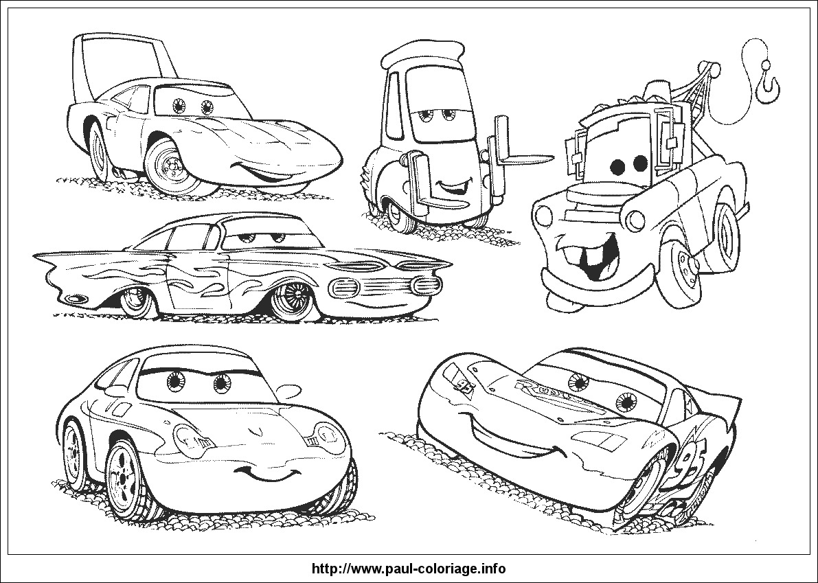 Coloriage de voitures de course sur un circuit