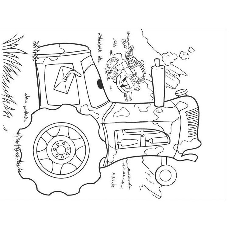 Coloriage d'une scène de voitures de course avec des personnages emblématiques