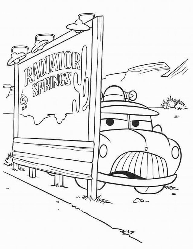 Coloriage de Flash McQueen en pleine course sur la route