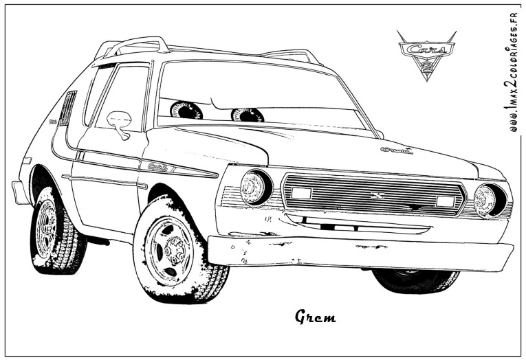 Coloriage de voitures amusantes de Cars sur un fond simple Coloriage de voitures amusantes de Cars sur un fond simple