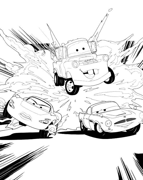 Coloriage de voitures de course dans un décor dynamique