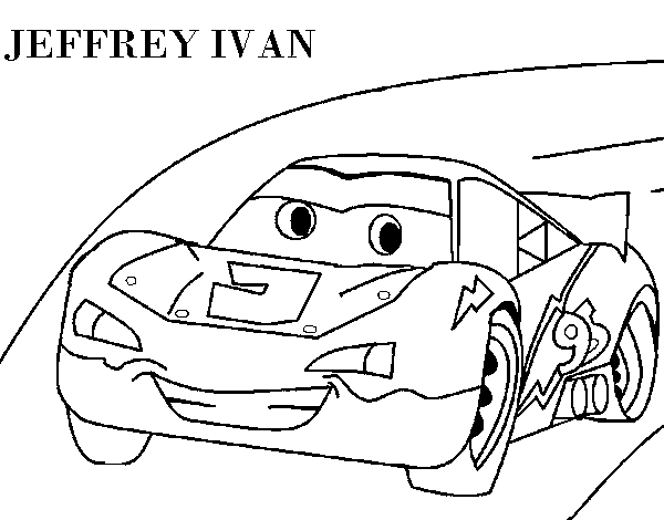 Coloriage d'une scène de course avec les voitures de Cars