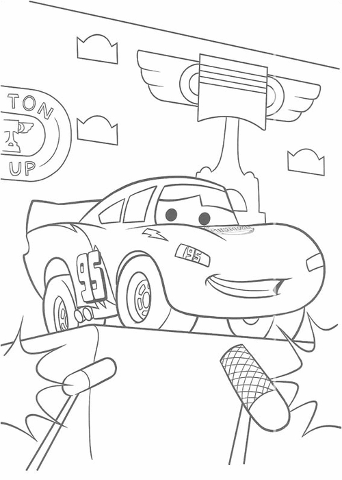 Coloriage de voitures de course sur une route ensoleillée