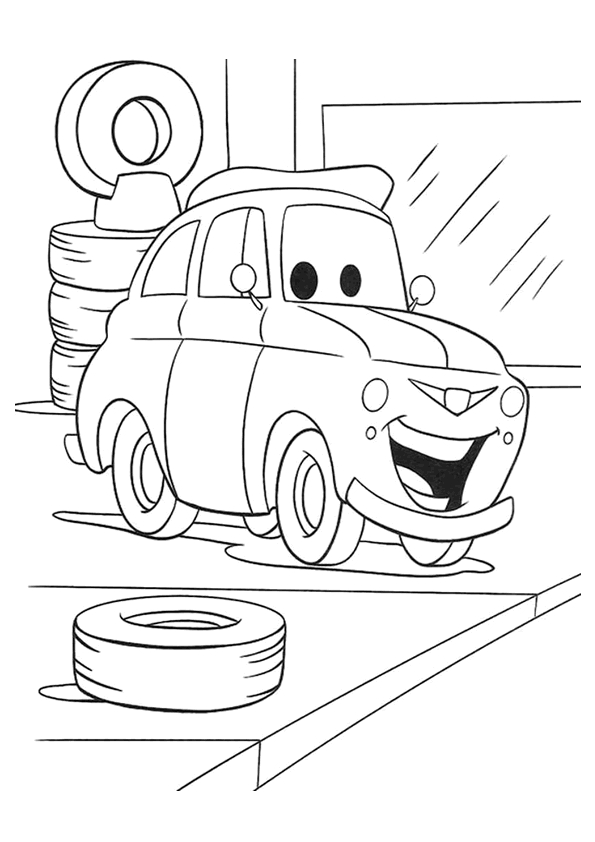 Coloriage de voitures de course dans un décor urbain