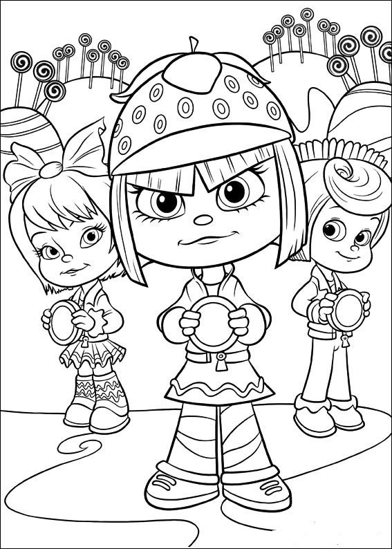 Coloriage de Ralph et Vanellope dans un paysage pixelisé