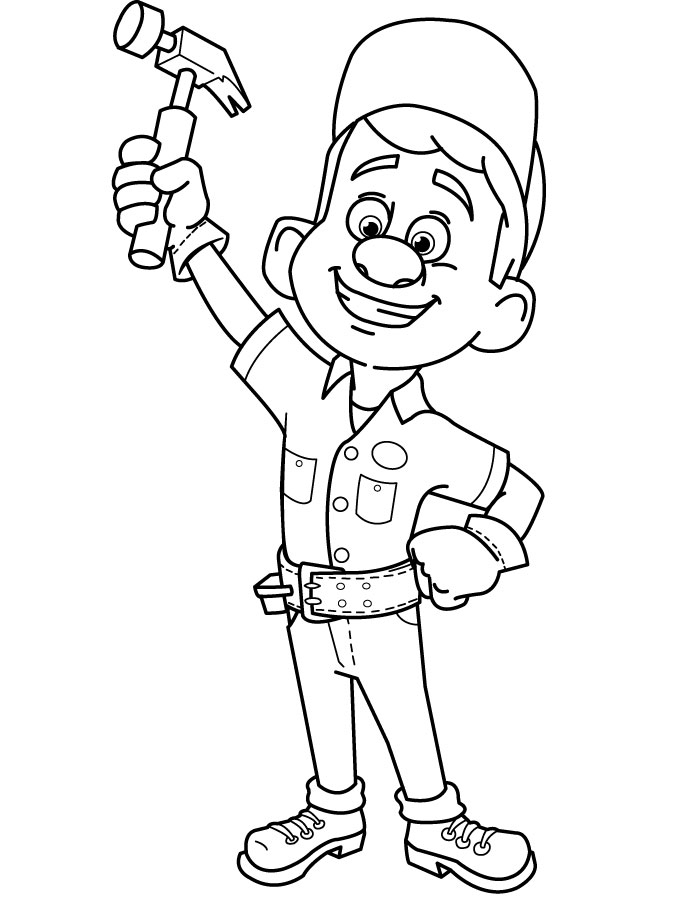 Coloriage de Ralph et ses amis dans un décor numérique
