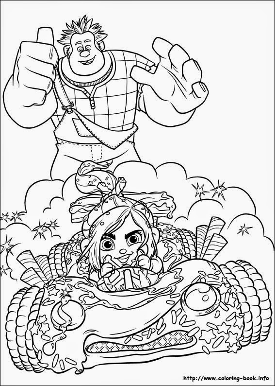 Ralph et Vanellope dans un décor pixelisé de la course