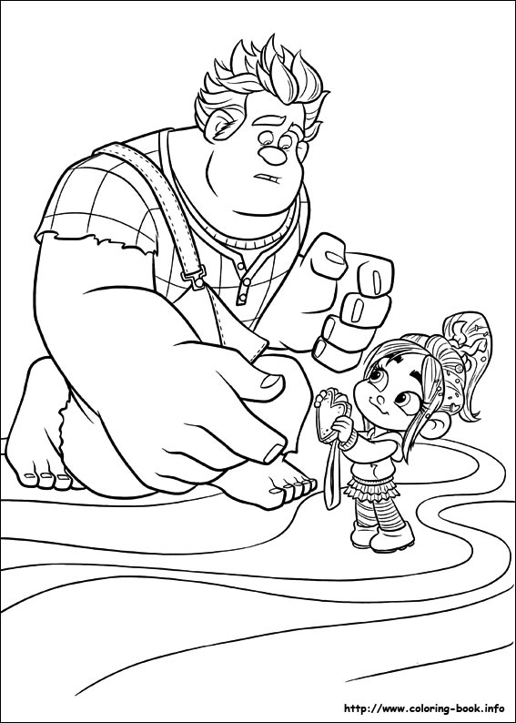 Ralph et Vanellope dans un décor coloré de jeux vidéo