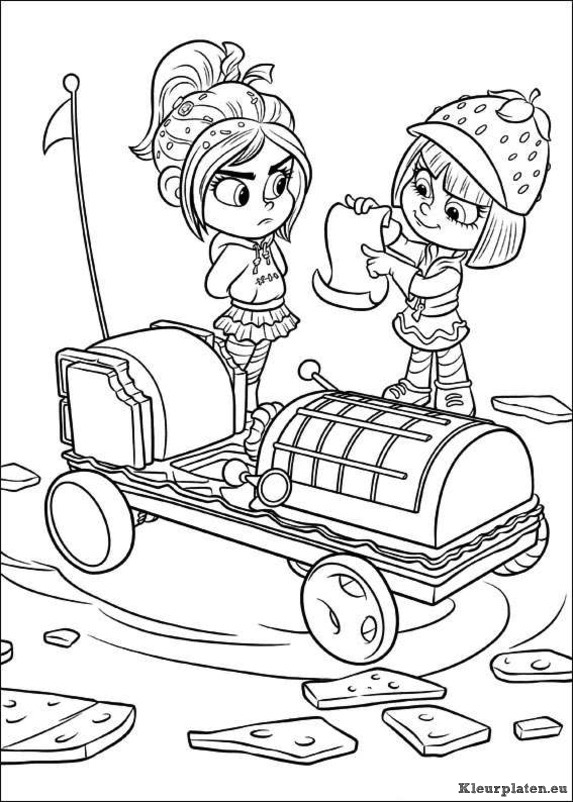 Ralph et Vanellope dans un décor de jeu vidéo