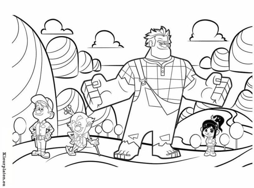 Coloriage de Ralph et de ses amis dans un décor dynamique