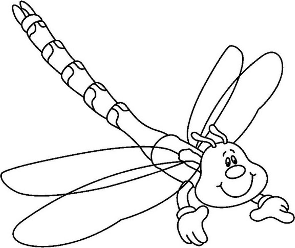 Coloriage d'une libellule en vol sur un fond naturel