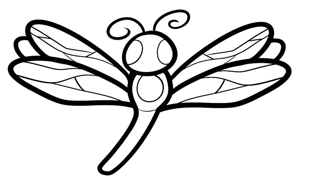 Coloriage d'une libellule posée sur une fleur