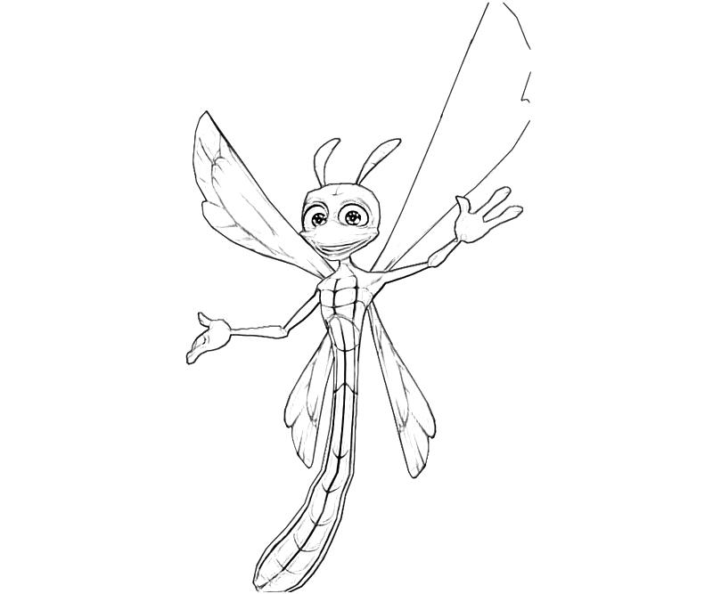 Coloriage d'une libellule posée sur une feuille