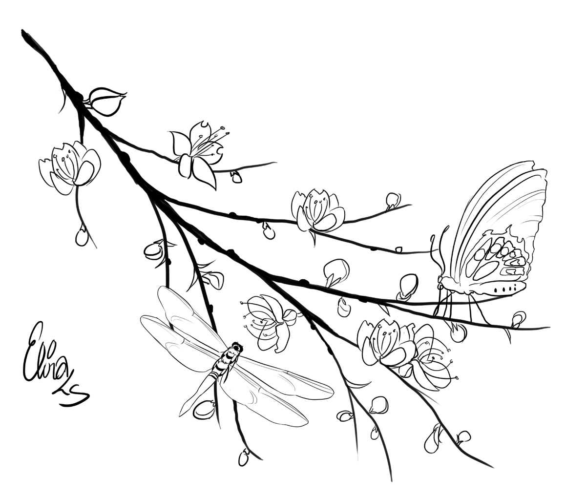 Libellule survolant un jardin fleuri