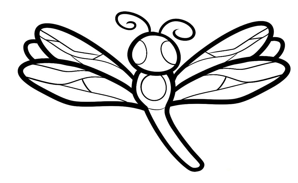 Coloriage d'une libellule au repos sur une feuille Coloriage d'une libellule au repos sur une feuille